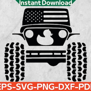 Duck Offroad Svg, 4x4 American Flag Duck Svg, Duck Duck Svg, Instant Download Eps,Svg,Png,Dxf,Pdf