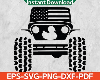 Duck Offroad Svg, 4x4 American Flag Duck Svg, Duck Duck Svg, Instant Download Eps,Svg,Png,Dxf,Pdf