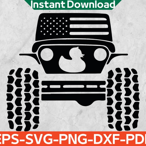 Duck Offroad Svg, 4x4 American Flag Duck Svg, Duck Duck Svg, Instant Download Eps,Svg,Png,Dxf,Pdf