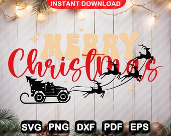 Merry Christmas Offroad Svg, 4x4 Christmas Svg, Santa Claus Driving 4x4, Cut Files, Vinyl Files F0047
