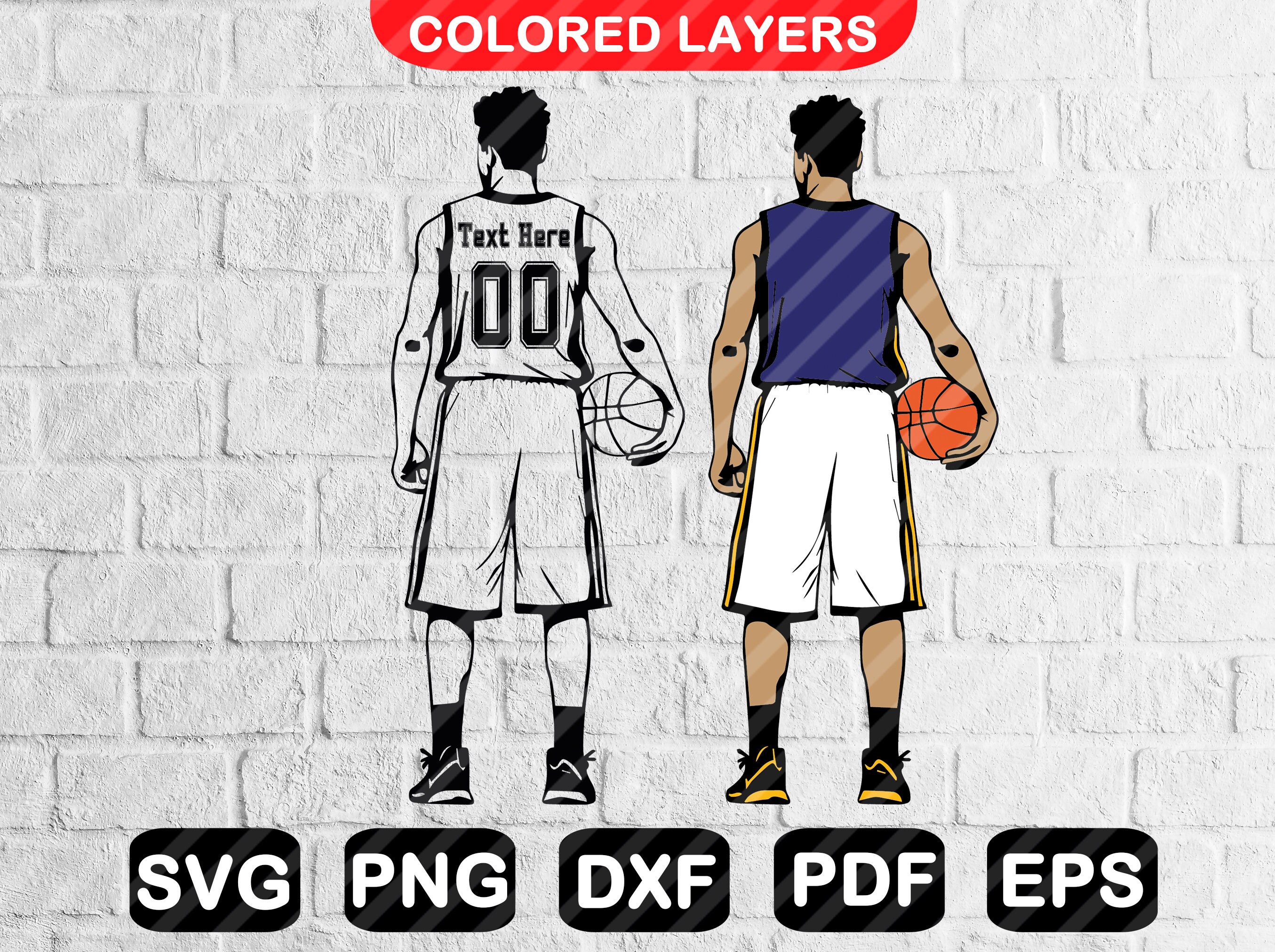 Basketball Svg Basketball Player Name Svg Colored Layers - Etsy