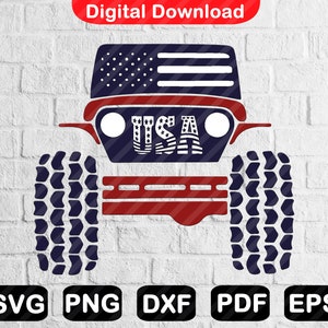 Usa Offroad 4x4 SVG, 4th Of Jully American Offroad Svg Files for Cricut, America Svg, Tshirt Svg, Instant Download, Eps, Svg, Png, Dxf, Pdf