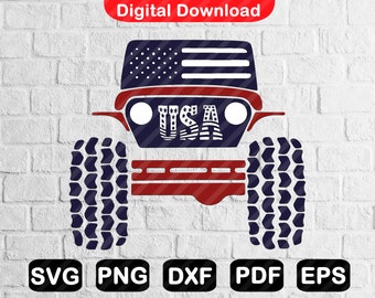 Usa Offroad 4x4 SVG, 4th Of Jully American Offroad Svg Files for Cricut, America Svg, Tshirt Svg, Instant Download, Eps, Svg, Png, Dxf, Pdf