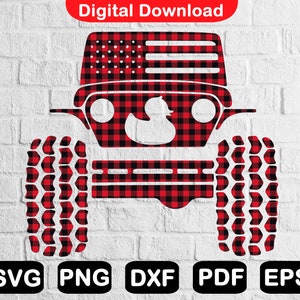 Duck Buffalo Plaid Offroad Svg, Natale 4x4 American Flag Duck Svg, Duck Duck Svg, download istantaneo eps,svg,png,dxf,pdf