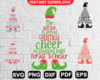 Christmas Cheer SVG, Spread Christmas, Elf Svg, Christmas Shirt Svg, Svg Files for Cricut, Vinyl, Iron on Transfer, Tshirt,Sticker Art F0050