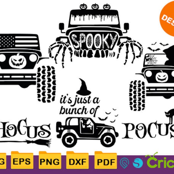 Halloween Offroad SVG Bundle, Hocus Pocus 4x4 Svg Bundle, My Store Design Bundle, Cricut, Iron on Transfer Files, Instant Download