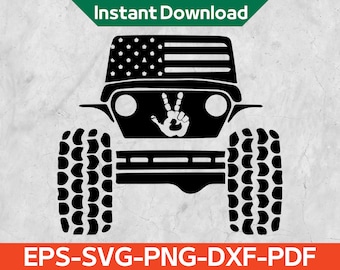 Duck Peace Hand Offroad Svg, 4x4 American Flag Duck Svg, Duck Duck Svg, Instant Download Eps,Svg,Png,Dxf,Pdf