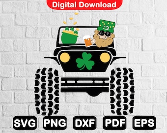 St Patrick's Day Svg, Funny Shamrock Irish Lucky Svg, Offroad 4x4 Svg, Svg Files for Cricut, Shirts Svg, Eps, Svg, Png, Dxf, Pdf