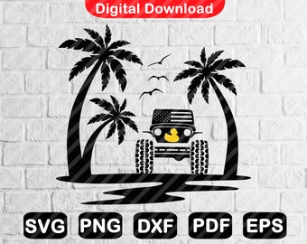 Beach Summer Duck Duck Offroad Svg, 4x4 Vacation Svg, Beach Life Svg Files for Cricut, Instant Download, Dxf, Png, Eps, Pdf, Svg