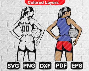 Customizable Volleyball Player Svg, Volleyball Girl Women Player Shirts Svg for Cricut Files, Instant Download Eps, Png, Dxf, Pdf, Svg F0020