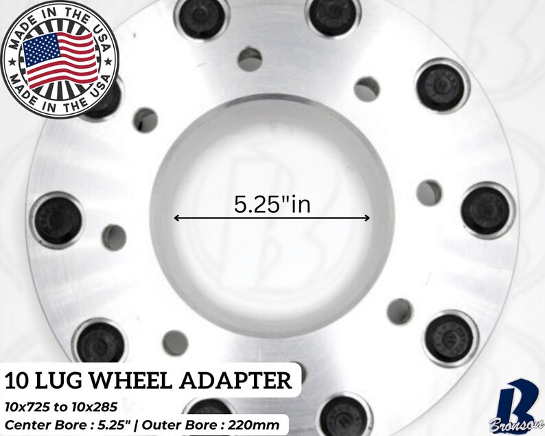 10x7.25 to 10x285 Wheel Adapter Dually 10 to 10 Lug Hub Centric Wheel