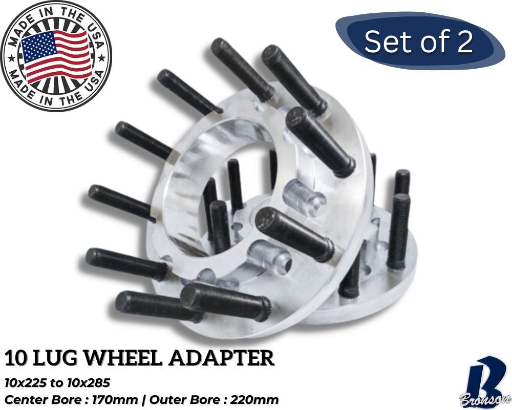 10x225 to 10x285 Wheel Adapter Dually 10 to 10 Lug Hub Centric Wheel Adapter  