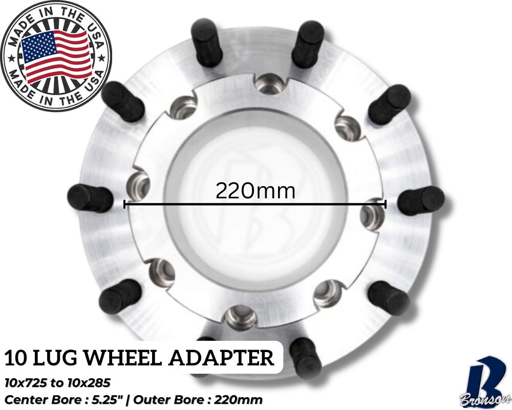 10x7.25 to 10x285 Wheel Adapter Dually 10 to 10 Lug Hub Centric Wheel