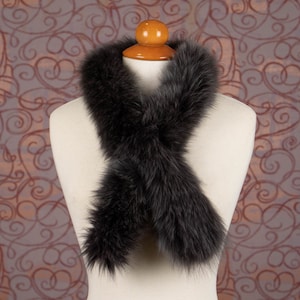Real Fox Fur Scarf In Gray Color Unisex Wrap