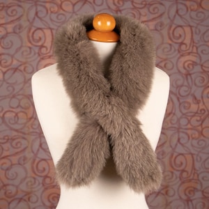 Real Fox Fur Scarf In Beige Color Unisex Wrap