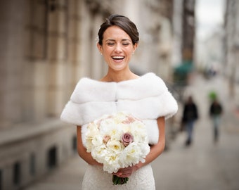Veste de mariée en fourrure de vison, accessoire de luxe pour mariage d'hiver