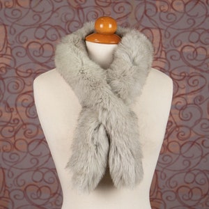 Real Fox Fur Scarf In Beige Color Unisex Wrap