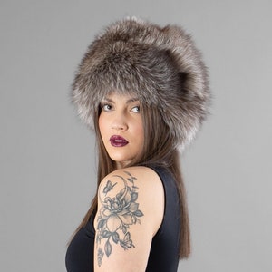 Crystal Silver Fox Fur Hat – Soft, Warm, and Handcrafted in Greece