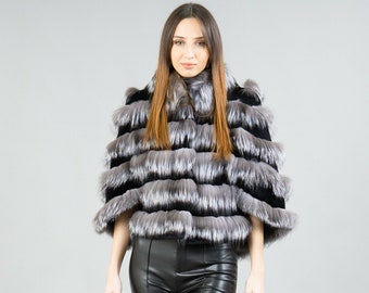 ブラックミンクファーシェブロンケープ - コペンハーゲンファー - Etsy