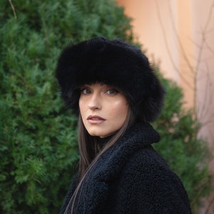 Black Mink and Fox Fur Hat, Luxuriously Soft and Cozy, Expertly Crafted in Greece