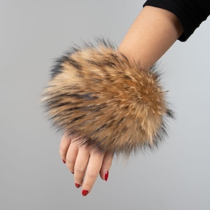 Luxurious Gold Raccoon Fur Cuffs - Soft, Warm & Stylish