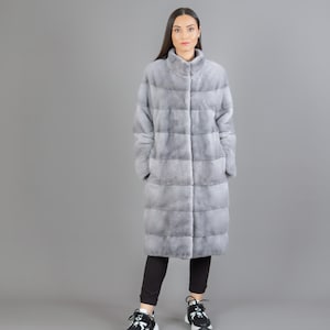 Gray Mink Fur Coat: 2-in-1 Convertible Jacket