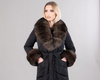 Black jacket with fox fur details