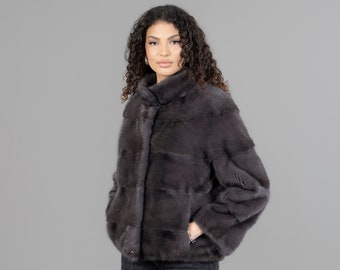 Sapphire Silver Mink Coat, Plus Size 4XL, Certified Vintage Fur W