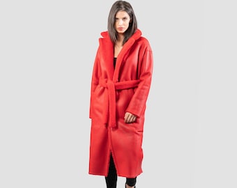 Red Reversible Sheepskin Coat
