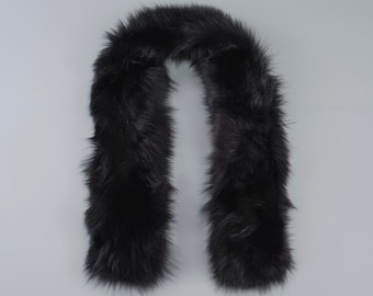 Premium Fox Fur Scarf - Timeless Elegance in Black, Unisex Design