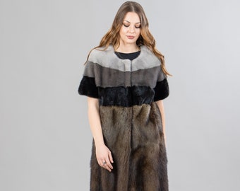 Fisher And Mink Fur Jacket With Short Sleeves