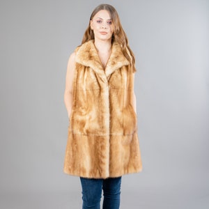 Genuine Mink Fur Vest In Golden Color