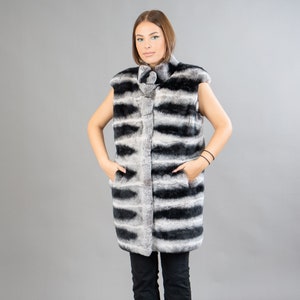 Real Rex Rabbit Fur Vest With A Fur Collar