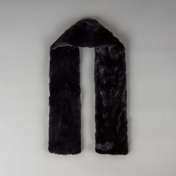 Premium Mink Fur Scarf - Timeless Elegance in Black, Unisex Design