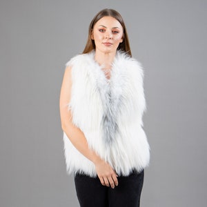 White Fur Vest Etsy