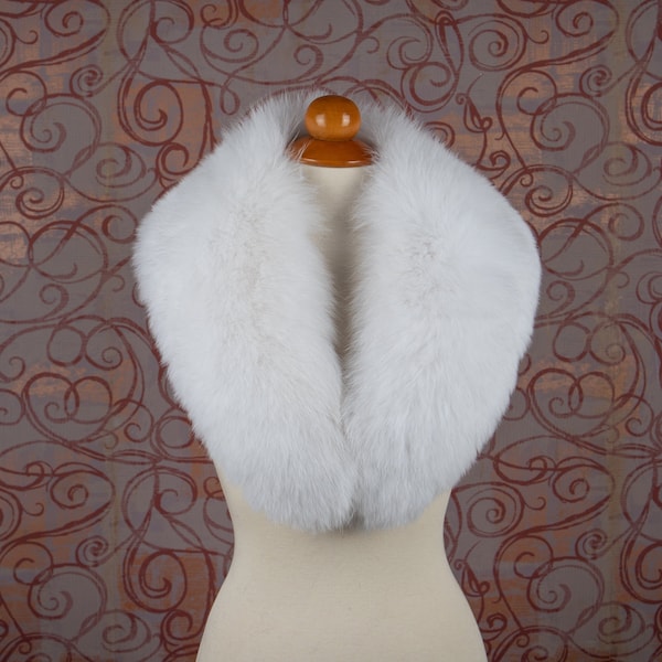White Real Fox Fur Collar For Women Detachable Wedding Fur