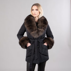 Black jacket with fox fur details