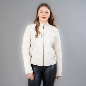 Veste en cuir beige