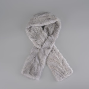 Real Mink Fur Scarf In Gray Color Unisex Wrap