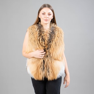 Real Fox Fur Vest In Golden Color