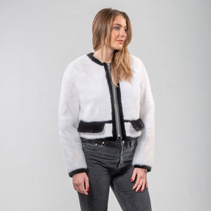 Short Real Mink Fur Jacket In White Color