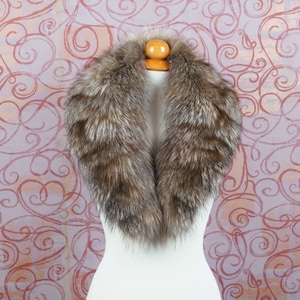 Real Fox Fur Collar In Crystal Brown Color Detachable Scarf Wrap Women Winter Shawl
