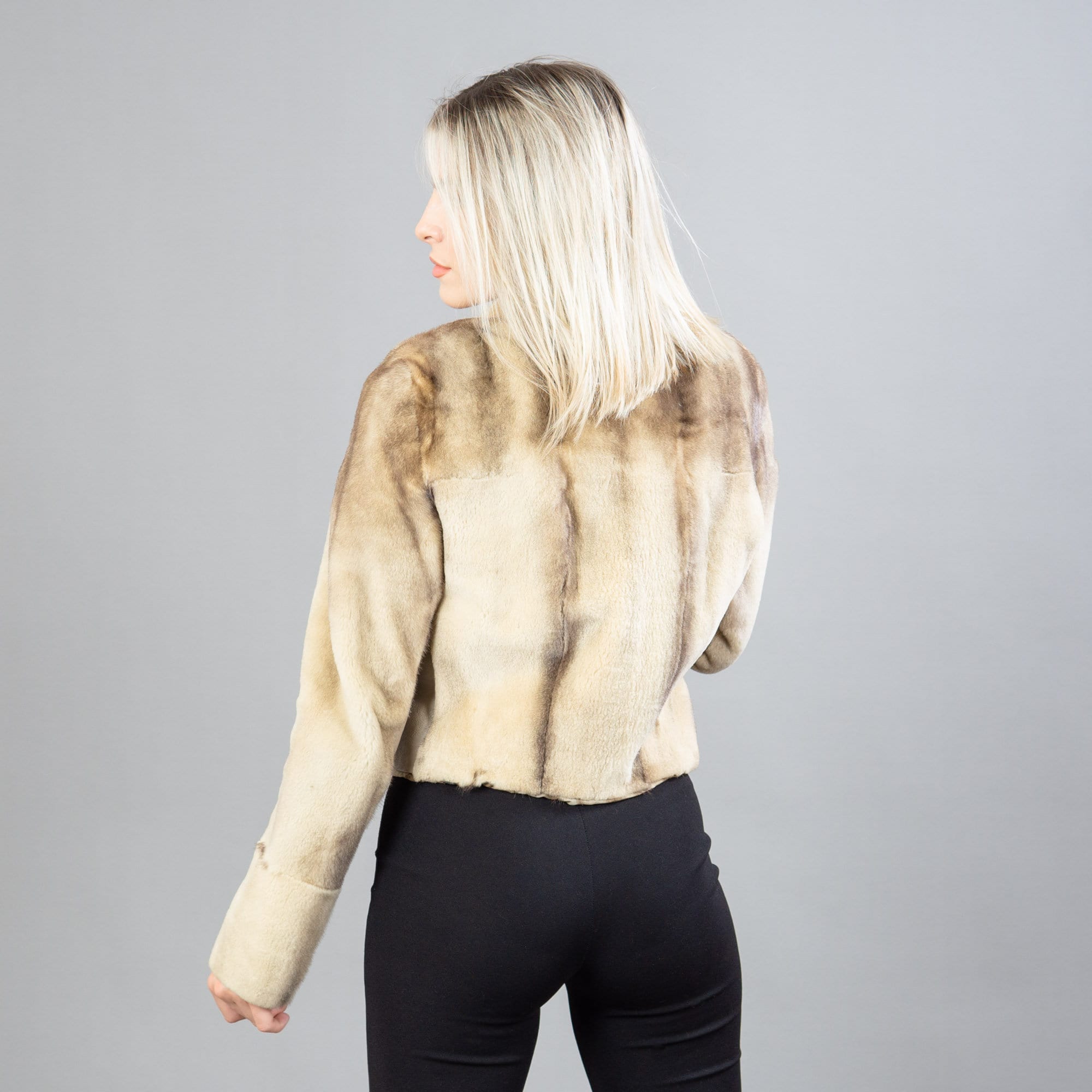 コート PLAIN FW25 FAKE MINK FUR JACKET (JJ25068 BEIGE) Christian Mosaic Mink Bomber Jacket for Men in Beige
