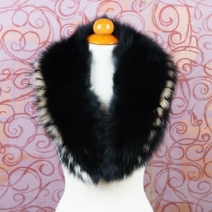Real Fox Fur Collar Black Detachable Collar With Gold Details Women Winter