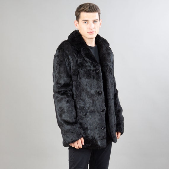 2025年新作入荷 Luxurious Etsy - Warmth Handcrafted | Jacket Fur Rabbit Black ジャケット・アウター