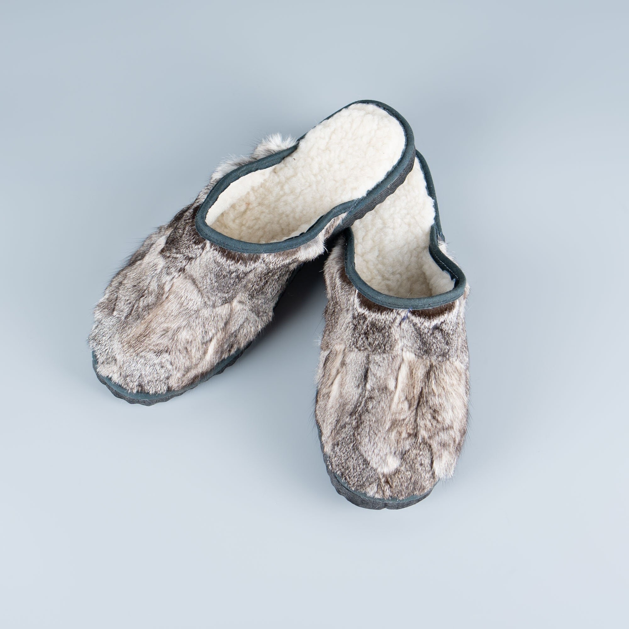 Rabbit fur shop lined slippers