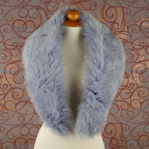 Large Blue Real Fox Fur Collar Detachable Wrap Women Winter