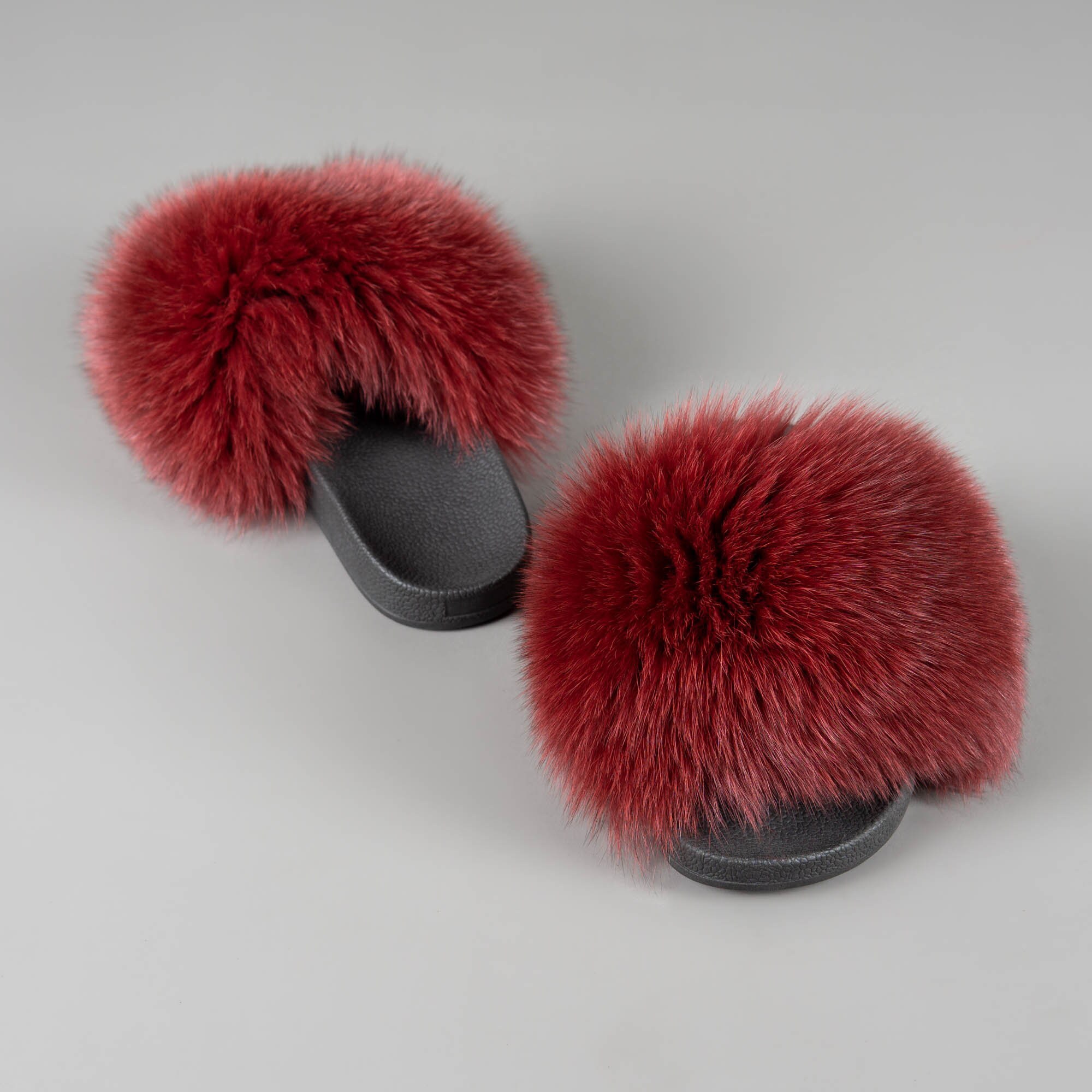 Maroon fur best sale slides