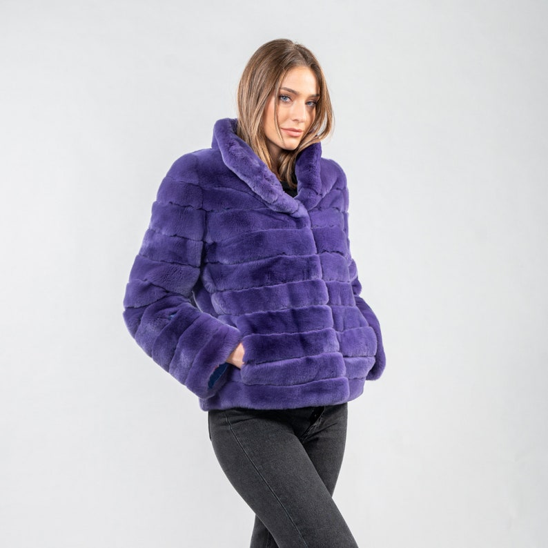 Pure Rabbit Jacket Rex Rabbit Fur Jacket in Purple Color - Etsy