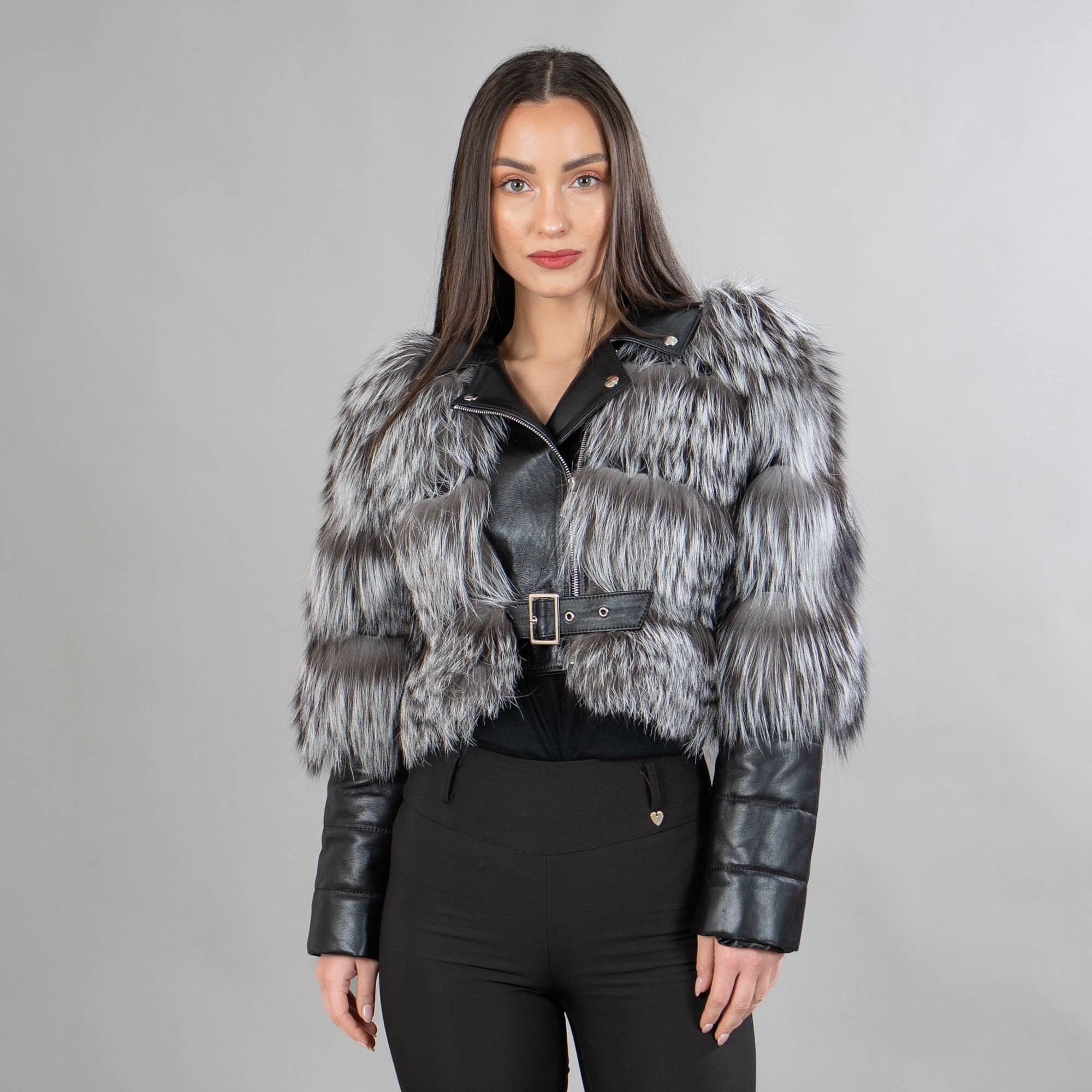 【as\"on】24fw COMO FUR JACKET Fox Fur Jacket with Horizontal Pattern – Henig Furs